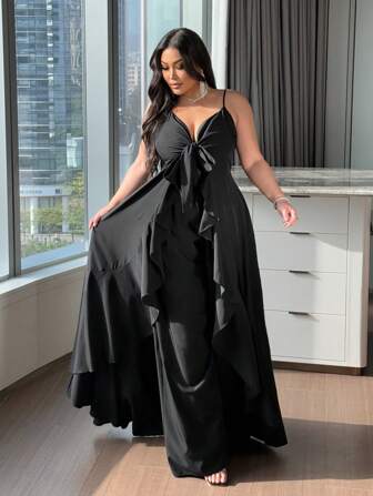 NU&NOW Conjunto de 2 piezas con mono con tirantes, sexy y para vacaciones, talla grande