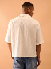 Musero Textured Button Through Short Sleeve Shirt Summer Smart Streetstyle Vacation Casual - White - View 3