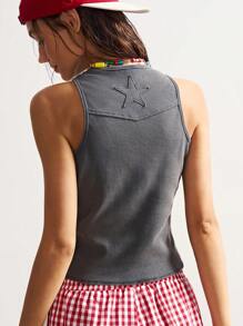 Bohemela BOHO Casual Vintage Style Plain Knitted Distressed Cropped Top For Women - Grey - View 7