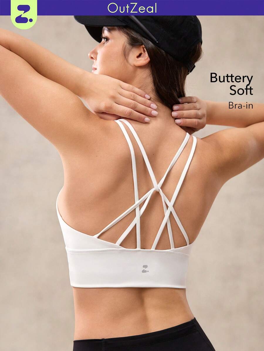OutZeal Áo ngực thể thao nữ, áo tập gym, áo thấm mồ hôi, áo nâng đỡ thấp, dây chéo lưng, áo năng động. - trắng - Xem 1