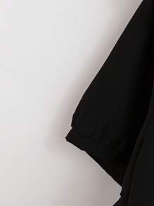 GlowEve CURVE Plus Size Elegant Casual Vacation Front Button Peter Pan Collar Shirt Dress - Black - View 3