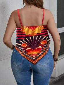 Breezaya Plus Size Women Asymmetric Hem Printed Casual Vacation Cami Top