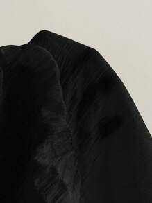 SHEIN Frenchy 大码毕业礼服白色休闲度假纹理雪纺腰部喇叭形 A 字吊带连衣裙，女士夏季连衣裙，休闲连衣裙 - 黑色 - 查看 6