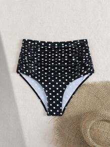 Swim Mod 1pc Mod High Waist Ruffle Detail Tankini Swimsuit For Women, Polka Dot Print, Bodycon Summer - Multicolor - View 5