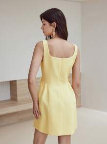 MOTF STUDIO VESTIDO CON CREMALLERA Y DETALLE DE LAZO - Amarillo - Ver 3
