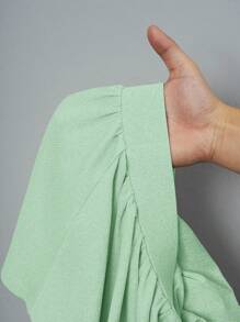 Slaydiva New Spring And Summer Casual Basic Style, Sports Style, Simple Round Neck, Short Sleeves, Pleated Short T-Shirt On Both Sides + A Swing Umbrella Skirt, Short On Both Sides, Front And Back, Medium Length, Light Gray Pit Strip Knitted Fabric Women's Two Pieces Set Mint Green Outfit Women Green 2 Pieces Set Short Skirt Set Tennis Skirt Set Two Pieces Skirt Set