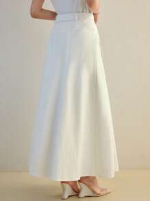 MOTF STUDIO BUTTON DECOR BELTED SKIRT