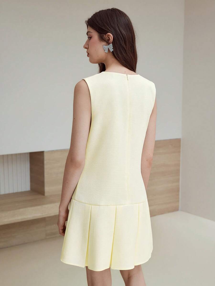 MOTF STUDIO FOLD PLEATED BOW DETAIL DRESS - Apricot - View 2