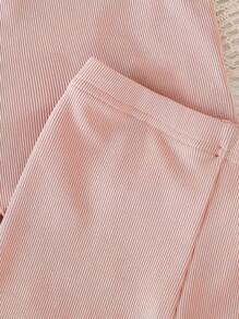 SHEIN Playful Pals 6 件套女童婴儿荷叶边圆领多色上衣和松紧腰短裤套装，可爱休闲，居家或外出穿着舒适，春夏秋 - 彩色 - 查看 5