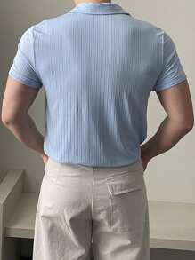DAZY Camisa polo texturizada azul para hombre, de verano