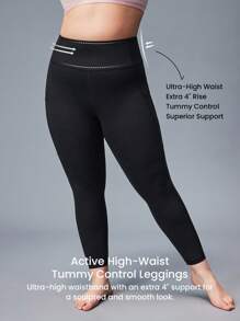 LUVLETTE Damen Leggings in Große Größen, knöchellang, einfarbig, Lässig, Sporthose, schwarz, Activewear Gym Leggings