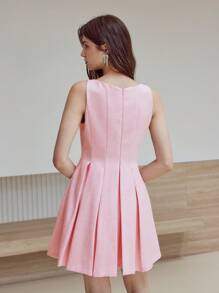 MOTF STUDIO BOW DETAIL FOLD PLEATED DRESS - Pink - View 3