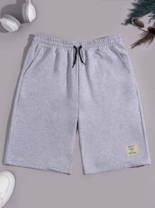 RueChic 3 pezzi Pantaloncini da uomo a vita regolare con dettagli in etichetta e coulisse