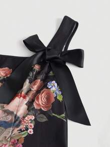 SHEIN MOD Vestido de talla grande con estampado y lazo de moño, vestido con estilo retro de palacio