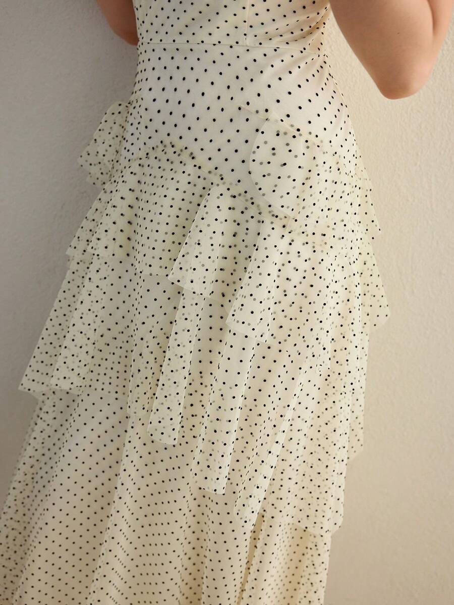 MOTF STUDIO POLKA DOT TIERED LAYER DRESS - Apricot - View 2