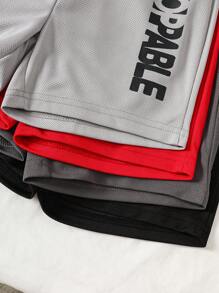 Young Boy Letter Print Elastic Waist Loose Casual Shorts - Multicolor - View 8