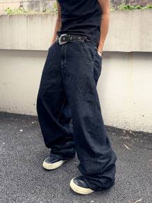 Manfinity Hypemode Jeans holgados y acampanados de tiro alto lavados para hombre