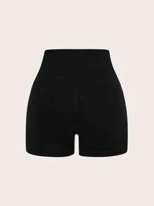 SHEIN BASICS Pantaloncini sportivi casual a maglia senza cuciture di colore unito