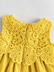 Loomiva Vestido sin mangas con volantes y cintura de unicolor para recién nacida - Amarillo - Ver 6