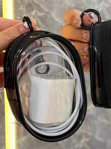 SHEIN 透明旅行线缆整理器透明紧凑型外壳，用于充电器和电线，便携式科技配件存储，适合旅行和日常使用