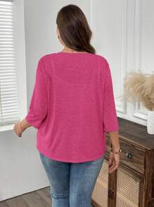 EMERY ROSE Plus Size Vacation Women Solid Color Asymmetric Hem Casual Resort Costume Jacket Summer Winter Fall Autumn - Hot Pink - View 2