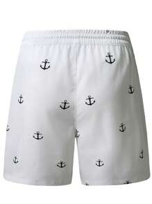 Manfinity RSRT Men's Casual Anchor Print Shorts Men Clothing Men Shorts Men's Beach Clothes Clothing Men Shorts Beach Wear For Shorts Casual