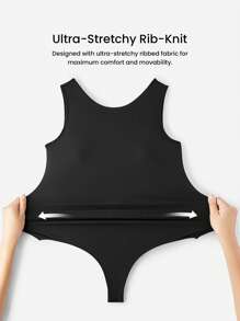 LUVLETTE Damen einfarbiger einfacher Tank Bodystyler Bodysuit Schwarz, Sportbodysuit Schwarz, aktiver Gym Bodysuit