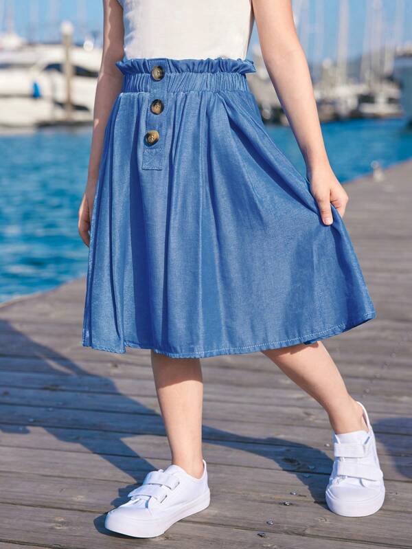 Joliand Joliand LMoss Young Girl Young Girl Woven Solid Color Loose Casual Skirt