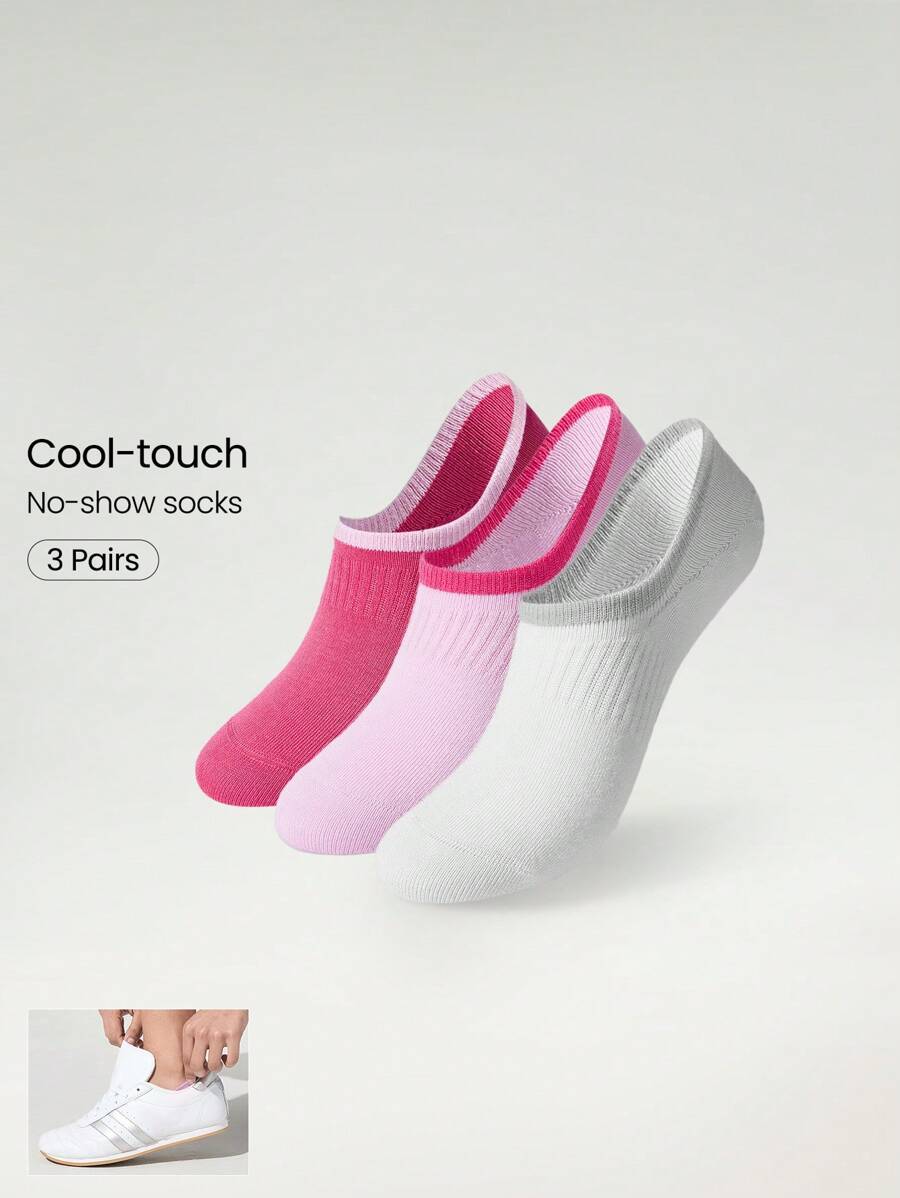 GLOWMODE 3双装 凉爽触感防滑无缝网眼隐形袜 健身工作室运动日常休闲工作服 - 彩色 - 查看 1