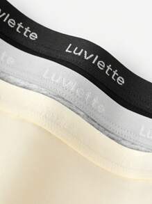 LUVLETTE 3 条装透气棉质高腰基本款三角裤女士内衣内裤套装也适合青少年女孩和儿童 - 彩色 - 查看 10