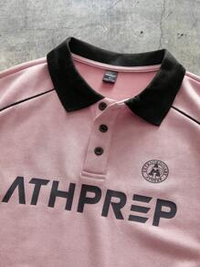 AXEPEAK Men's Printed Loose Knit Short Sleeve Half Button Polo Shirt, For Boyfriend Gift, Going Out, School, Streetwear Edition