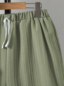 Set van 2 casual effen shirts en shorts voor tienerjongens, zomer