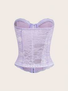 SHEIN ICON Áo Bralette ren Bandeau bó sát quyến rũ quyến rũ màu tím nhạt - Màu tím hoa cà - Xem 2