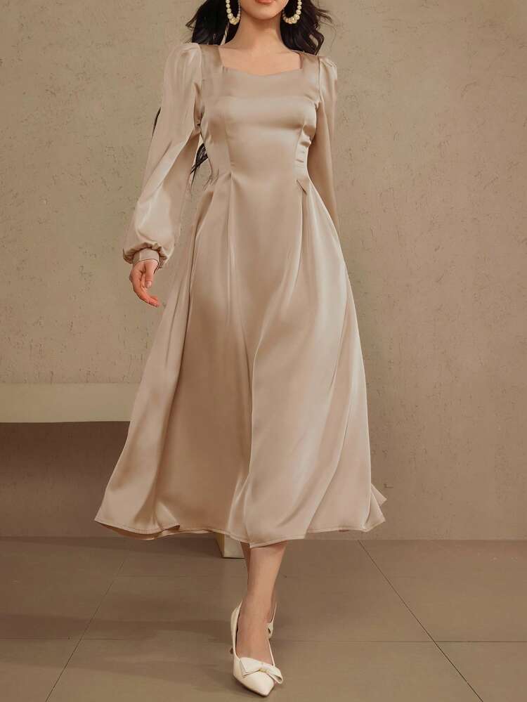 Summer New Elegant Solid Color Maxi Sundress For Women,Fall Clothes Long Sleeve Dress