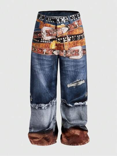 Street Life Men's Street Fashionable Denim Pants, Suitable For Summer