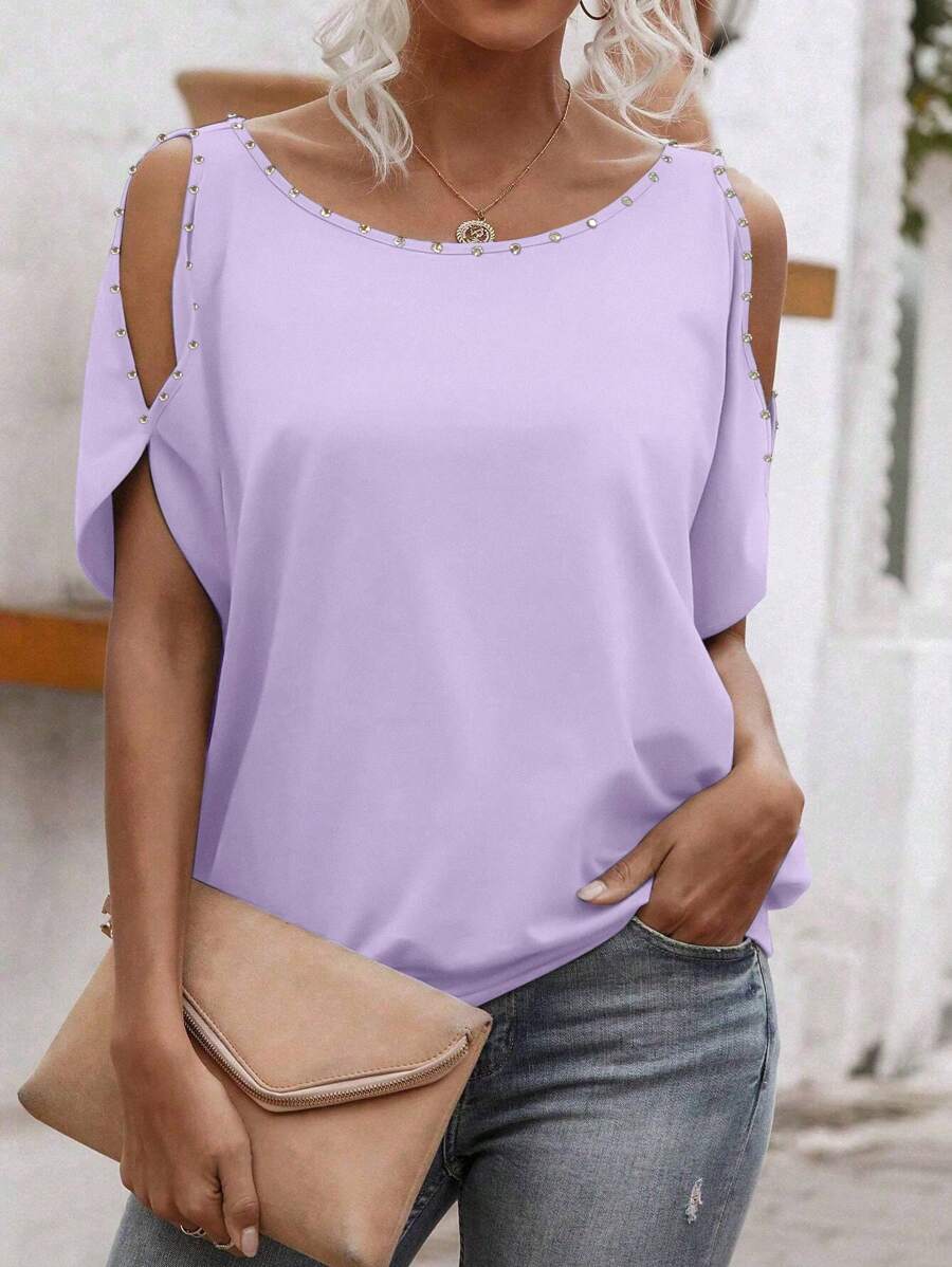 EMERY ROSE 女式露肩短袖T恤，夏季