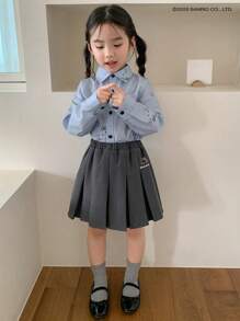 HELLO KITTY | DAZY Young Girl 春夏编织联名印花百褶裙 - 深灰色 - 查看 5