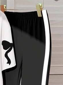 SHEIN Leap Crew Tween Girls' Casual Minimalist Short Sleeve Top And Pants 2pcs Set, Suitable For Summer - Multicolor - View 6