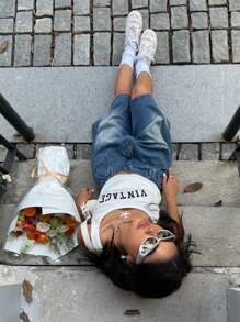 Muchica Pantalones cortos vaqueros de 5 pulgadas con lavado vintage, verano