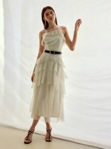 MOTF STUDIO POLKA DOT TIERED LAYER DRESS - Apricot - View 6