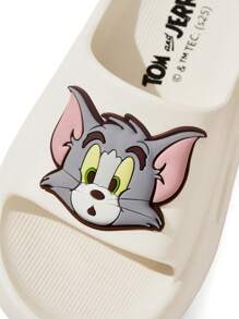 TOM & JERRY X SHEIN Cute Cartoon Graphic White Children's EVA Slippers, Suitable For Toddlers And Kids, For Indoor, Shower Or Outdoor Use, Lightweight, Comfortable And Non-Slip, For Boys And Girls