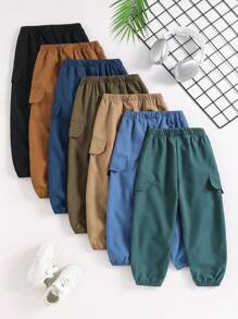 男童纯色休闲口袋运动裤 - 彩色 - 查看 2