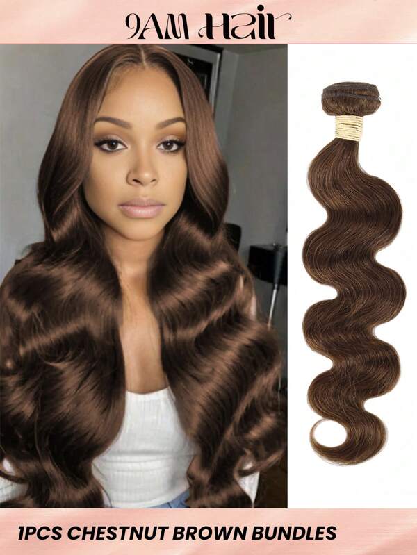 Kastanienhaar Bündel Farbe # 4 Body Wave 1 Bündel Mit Hellem Braunem Body Wave, Menschenhaar Gewebe