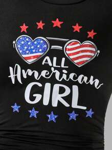 SHEIN Ensemble de 3 pièces pour filles T-shirt avec imprimés festifs, motifs raffinés et uniques qui rayonnent d'une atmosphère joyeuse. Tissu doux qui prend soin de la peau en douceur. Rendez votre petit(e) la vedette - Multicolore - Voir 5