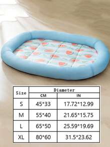 PETSIN 1pc Yellow Cute Watermelon Print Pet Cooling Pad, Spring/Summer, Dopamine-Inducing, Mesh Fabric, Breathable & Soft, Suitable For Cats, Small Dogs Like Poodle, Sofa Cushion/Dog Bed, Machine Washable, Pet Bed & Mat Essential For Hot Summer - Blue - View 3