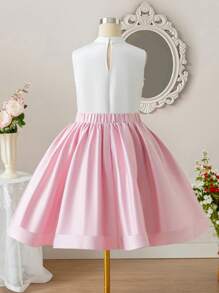 2件套女童蝴蝶结领无袖上衣和裙子套装 - 彩色 - 查看 12