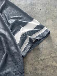 AXEPEAK 男士休闲透气撞色字母印花短袖针织T恤，夏季，男友礼物，适合外出洛杉矶T恤，学校，街头服饰 - 彩色 - 查看 4