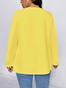 Elenzga Women Plus Size Solid Color Buttoned Slim Fit Blazer Jacket Graduation,Back To School,Teacher Outfits For Women Fall Cloth For Women Autumn - Yellow - View 2