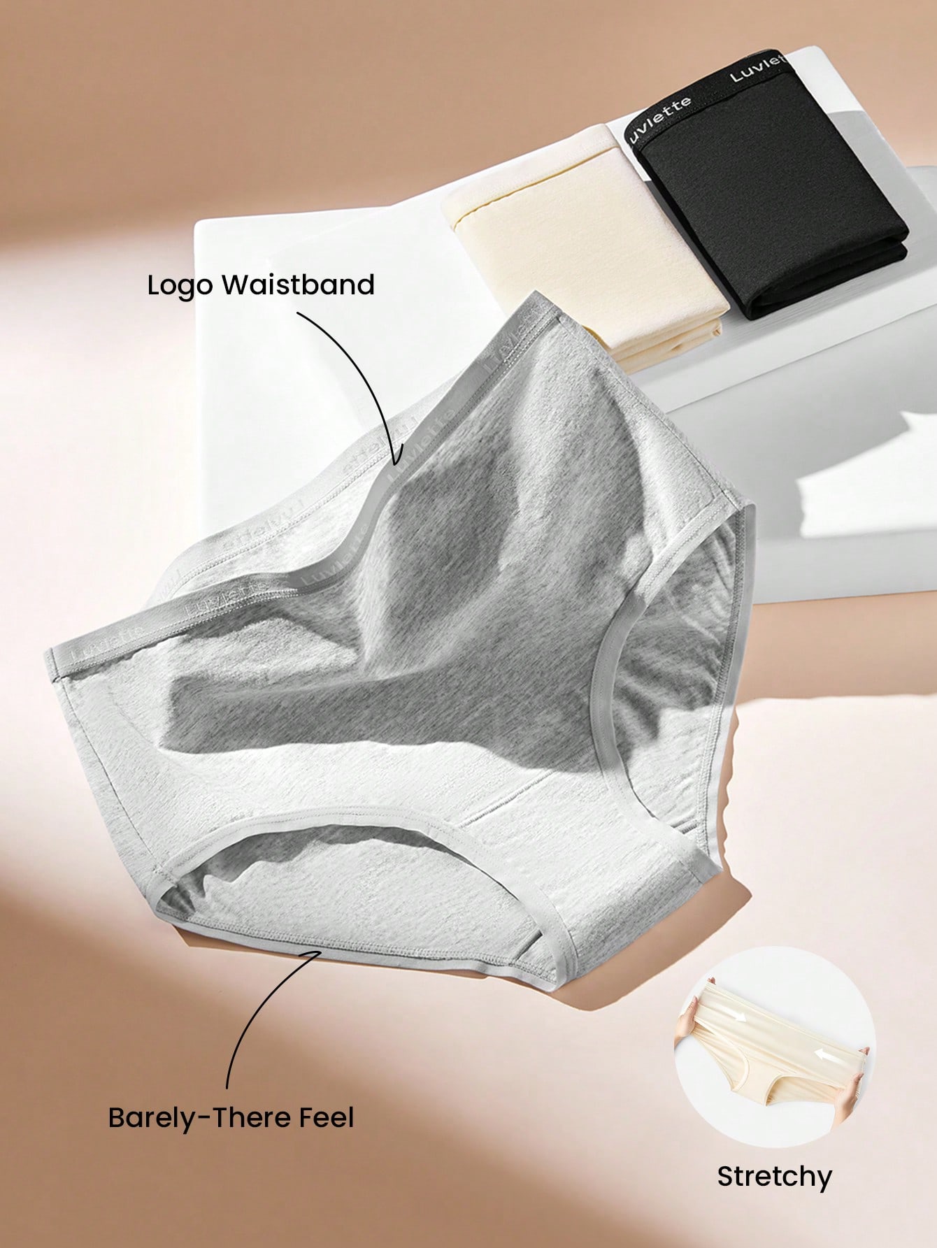 3-Pack Cotton High-Waist Briefs Women Underwear Panties Set