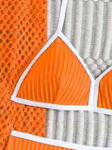 SHEIN Tween Girls 3pcs Bikini Set, Summer Beach - Orange - View 4